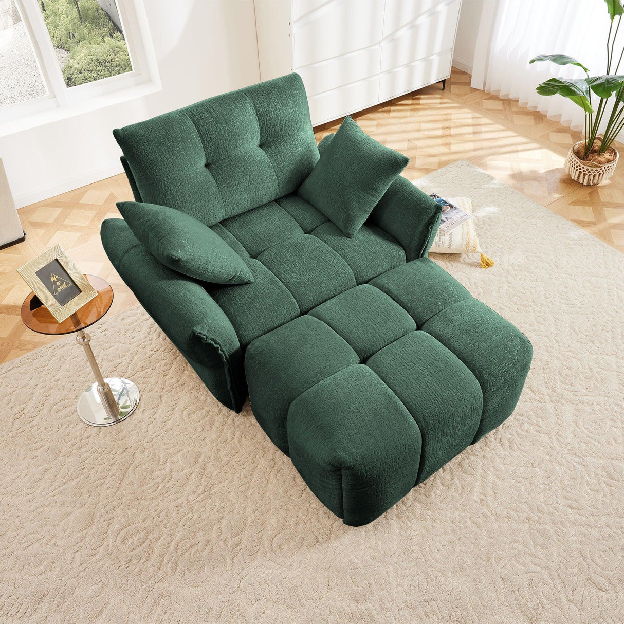 Ergonomic Single Seater Sofa With Ottoman, High Resilience Support Cushions - Furniture Home Direct