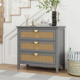 3 Drawer Cabinet, Natural Rattan, American Furniture - Furniture Home Direct