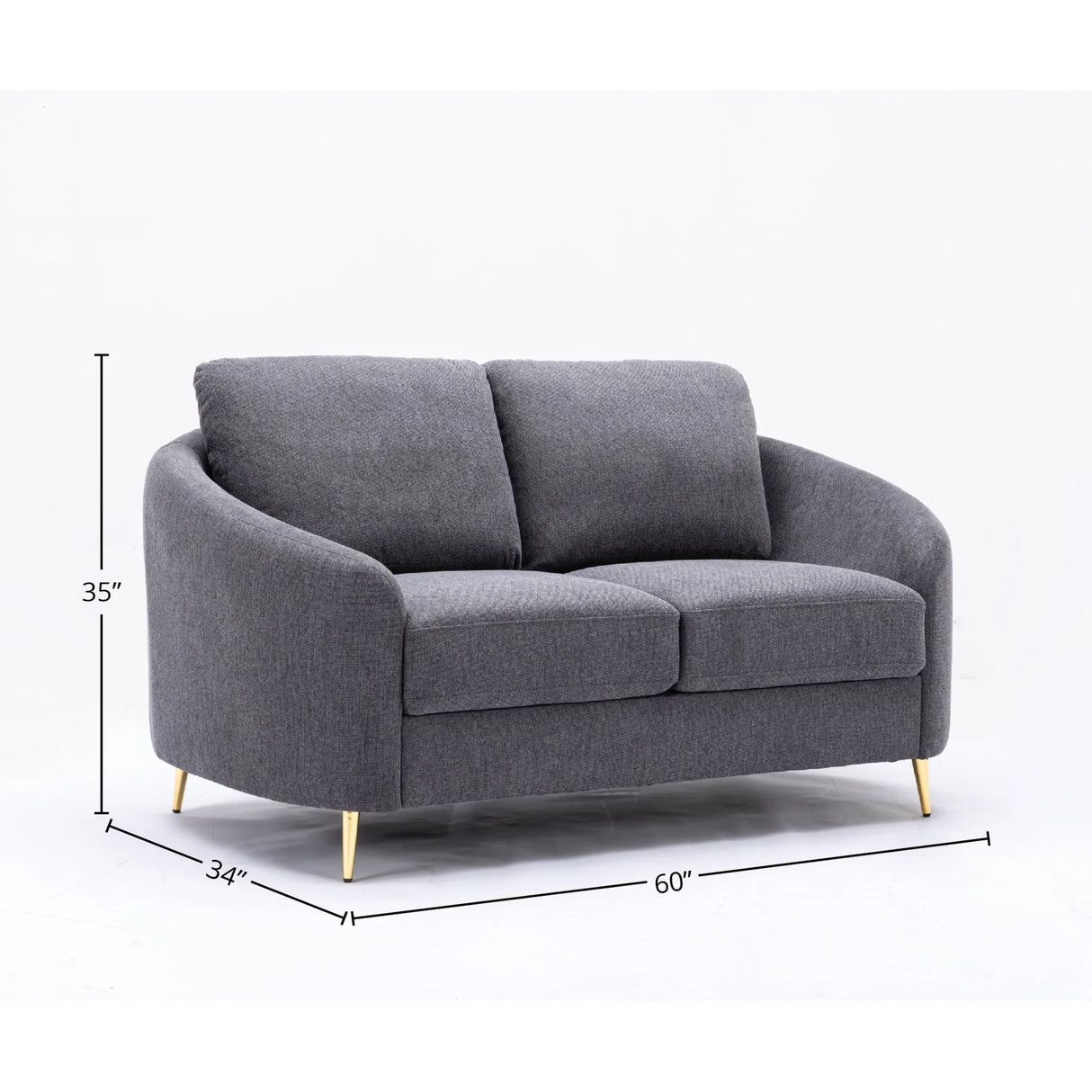 Yuina - Linen Loveseat - Gray - Furniture Home Direct