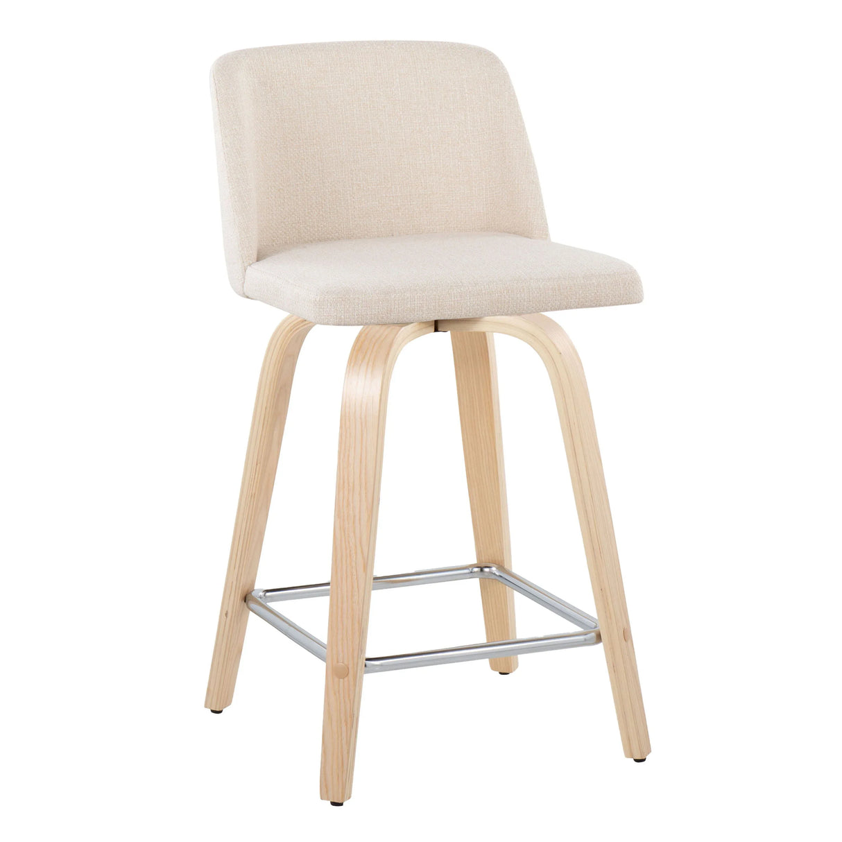 Toriano - Contemporary Fixed Height Counter Stool With Swivel With Square Footrest (Set of 2) - Furniture Home Direct