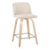 Toriano - Contemporary Fixed Height Counter Stool With Swivel With Square Footrest (Set of 2) - Furniture Home Direct