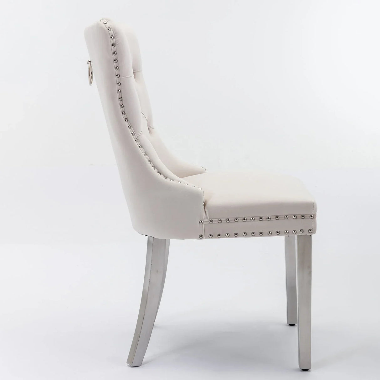 Nikki - Modern, High-End Tufted Solid Wood Contemporary Velvet Upholstered Dining Chair With Chrome Stainless Steel Plating Legs, Nailhead Trim (Set of 2) - Furniture Home Direct