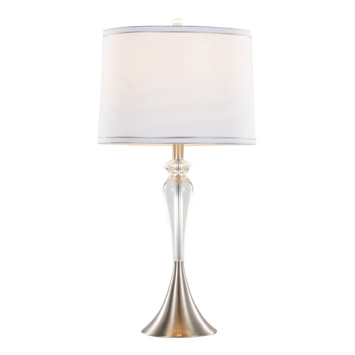 Ashland - Contemporary Crystal Table Lamp (Set of 2) - Clear Crystal / Nickel / White - Furniture Home Direct
