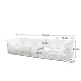 Corduroy Long Stationary Sofa - Cream - Furniture Home Direct