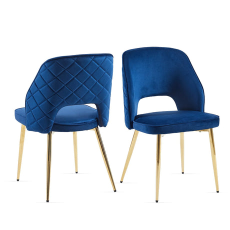 Velvet Dining Chairs With Metal Legs And Hollow Back Upholstered Dining Chairs - Furniture Home Direct