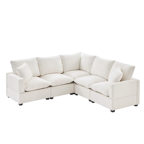 Modern L Shape Modular Sofa, 5 Seat Chenille Sectional Couch Set With 2 Pillows Included, Freely Combinable Indoor Funiture For Living Room, Apartment, Office - Furniture Home Direct