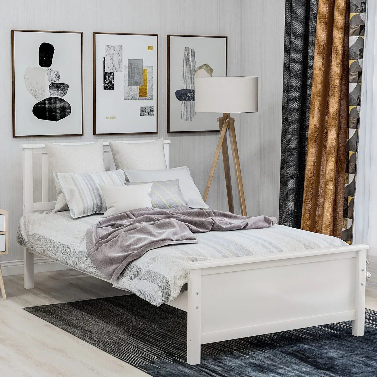 Platform Bed With Headboard, Footboard And Wood Slat Support - Furniture Home Direct