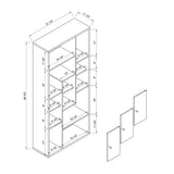 Bookcase Display Storage Cabinet, Multi Shelves - Black / Distressed Gray - Furniture Home Direct