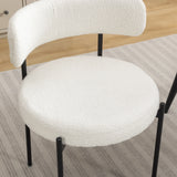Dining Set Round With Boucle Chairs Modern Compact White - Furniture Home Direct