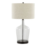 Botella - Contemporary Table Lamp Built In USB Port (Set of 2) - Clear / Oil Bronze / Natural - Furniture Home Direct