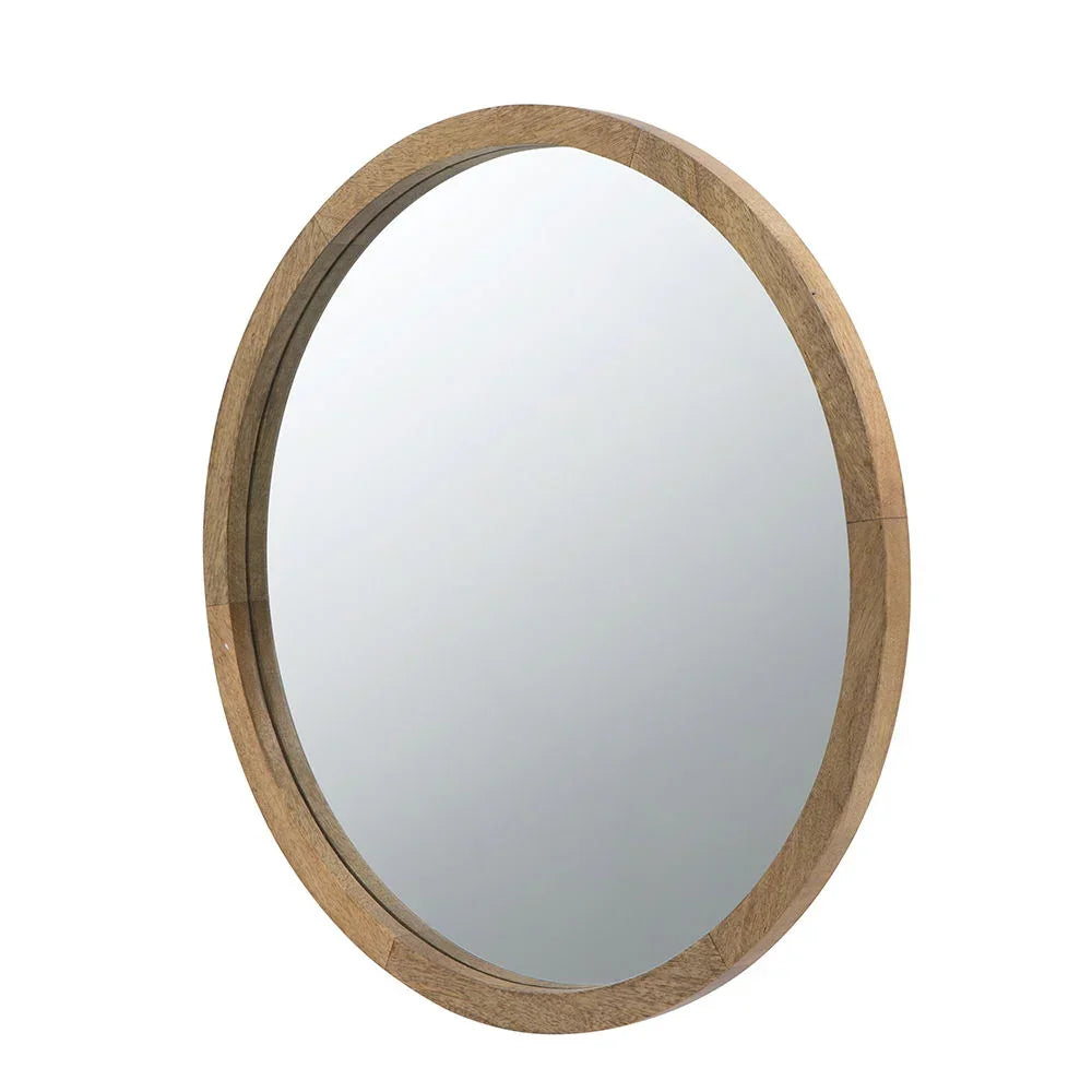 Circle Wall Mirror With Wooden Frame, Wall Mirror For Living Room - Furniture Home Direct