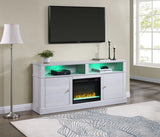 Lucifer - TV Stand Console With Fireplace - White Walnut - Furniture Home Direct