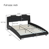 Platform Bed Leather Upholstered Headboard LED Black - Furniture Home Direct