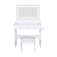 Modern Makeup Vanity Set With Power Outlet, Hair Dryer Holder, And Adjustable Lighting - Furniture Home Direct