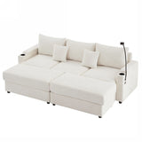 Modern Style Loveseat Sofa Sectional Sofa Couch With Storage Space, A Movable Ottoman, Two USB Ports, Two Cup Holders, A Phone Holder For Living Room - Furniture Home Direct