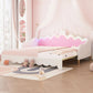 Extending Daybed With LED Lights, Modern Upholstered Princess Daybed With Crown Headboard - Furniture Home Direct