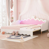 Extending Daybed With LED Lights, Modern Upholstered Princess Daybed With Crown Headboard - Furniture Home Direct