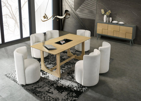 Blayde - 8 Pieces Dining Room Set - Natural / White - Furniture Home Direct