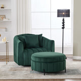 Oversized Velvet Swivel Barrel Accent Chair And Ottoman Set With Storage - Furniture Home Direct