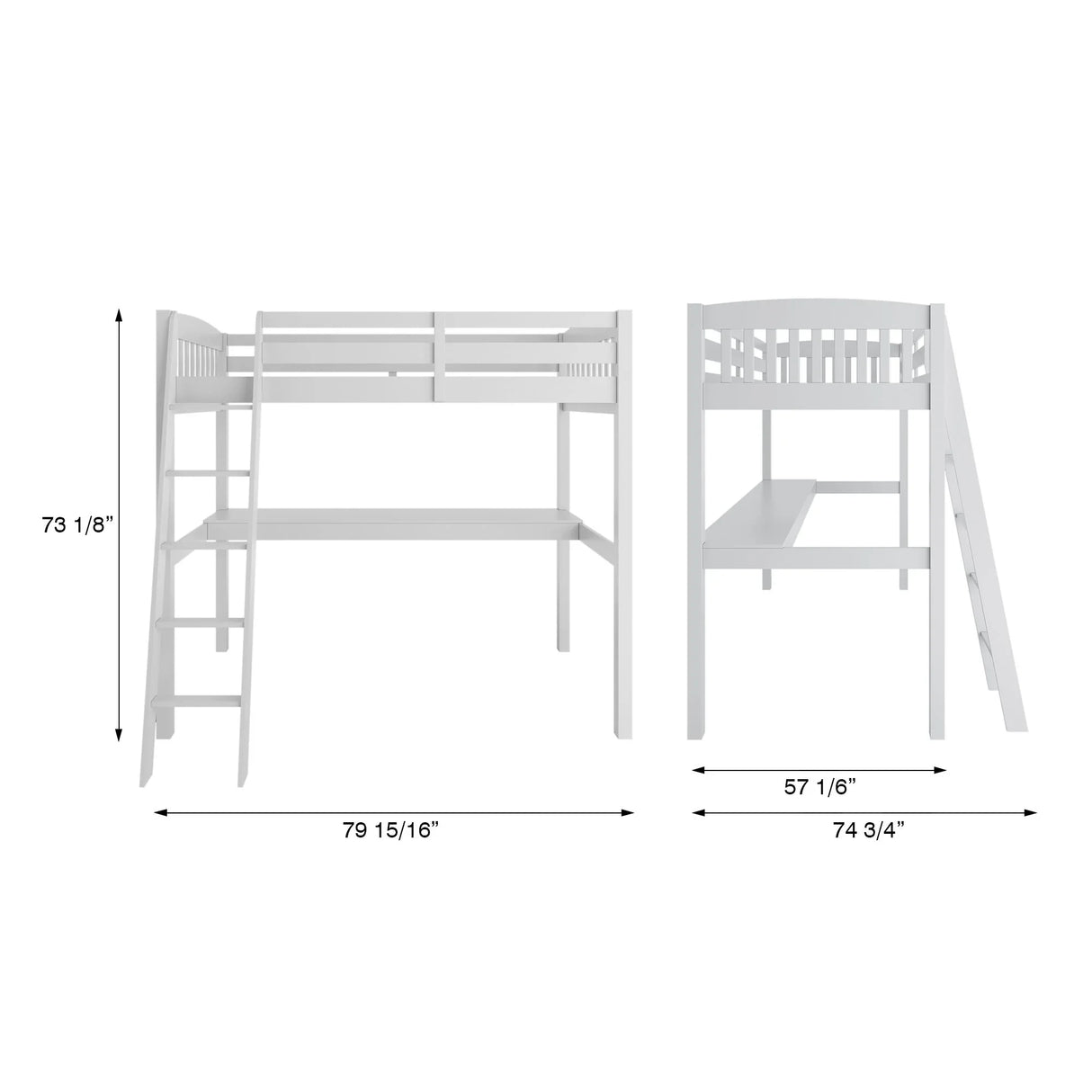 Everest - High Loft Bed With Desk And Storage - Furniture Home Direct