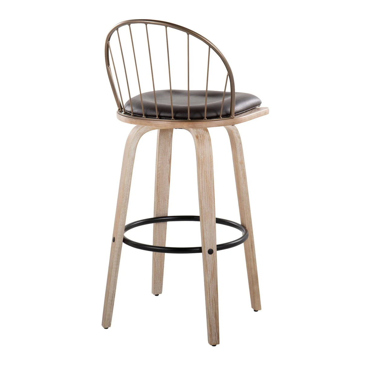 Riley - Industrial / Urban Fixed Height Barstool With Swivel With Removable Cushion (Set of 2) - Furniture Home Direct