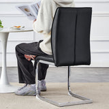 Dining Chair Set Modern Chrome Base PU Leather Black - Furniture Home Direct