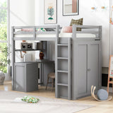 Loft Bed With Drawers, Desk, And Wardrobe - Furniture Home Direct