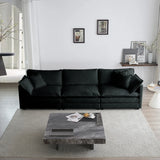 Modern Chenille 3 Piece Living Room Set - Black - Furniture Home Direct