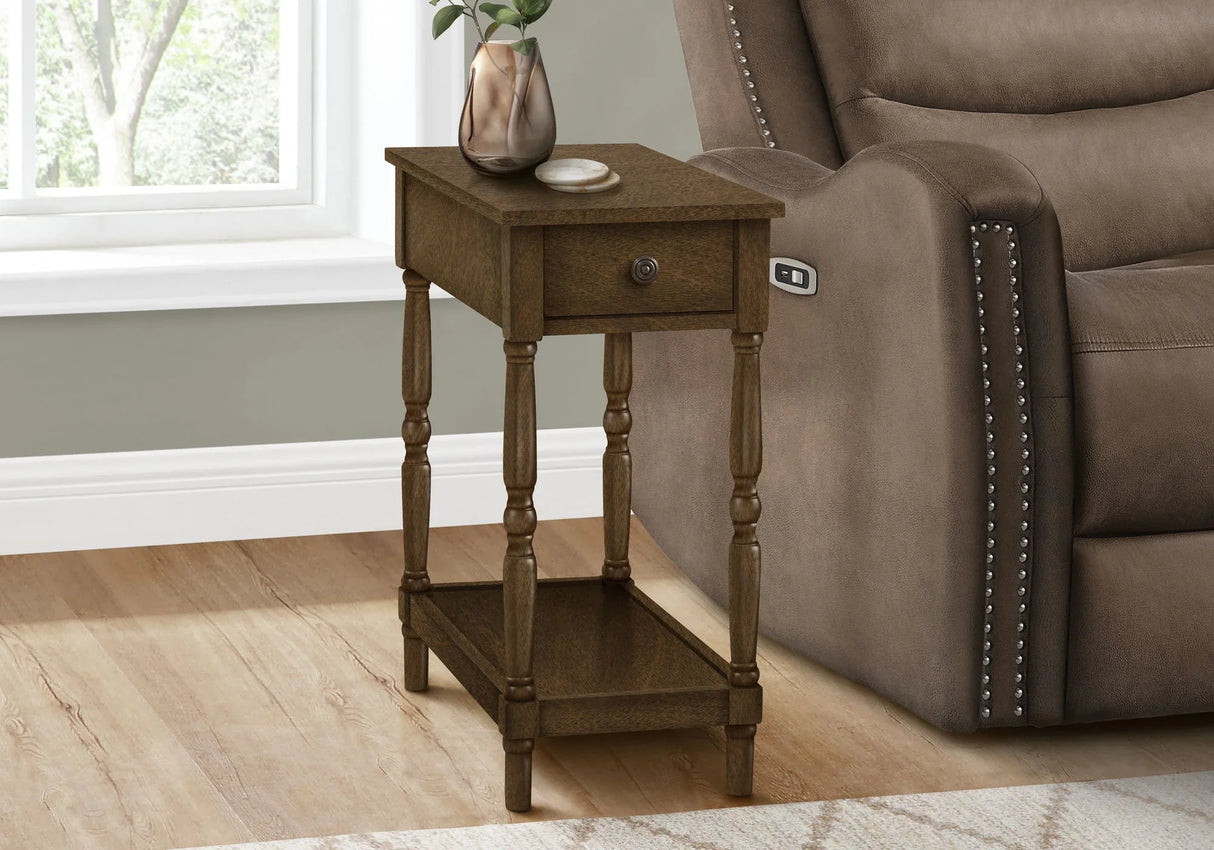 Accent End Table, 2 Tier, Storage Drawer, Traditional Stylish Design - Furniture Home Direct