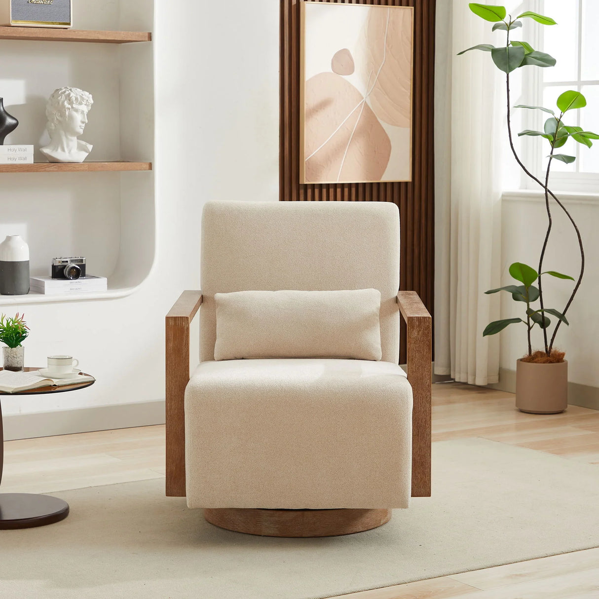 Swivel Modern Upholstered Accent Chair With Armrests - Furniture Home Direct