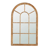 Large Arched Accent Mirror With Frame With Decorative Window Look Classic Architecture Style Solid Fir Wood Interior Decor - Brown - Furniture Home Direct