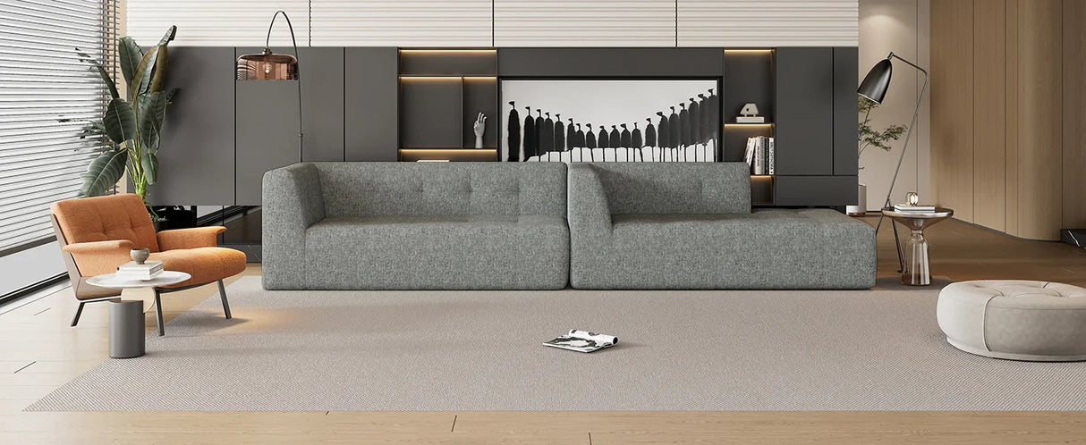 Modular Sectional Sofa in Chenille for Living Rooms Gray - Furniture Home Direct