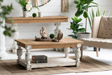 Rectangle Coffee Wooden Coffee Table, French Country Coffee Table - Brown / Antique White - Furniture Home Direct