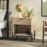 Modern Fluted Drawer Nightstand With Open Cubby Coastal - Furniture Home Direct