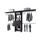 Closet System Modular with Hanging Rods Drawers Dark Brown - Furniture Home Direct