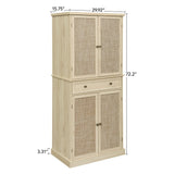 4 Door Storage Cabinet With 1 Drawer And 4 Adjustable Inner Shelves - Natural - Furniture Home Direct