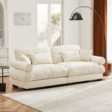 Modern Velvet Sofa With Bolstered Armrests And Pillows - Furniture Home Direct