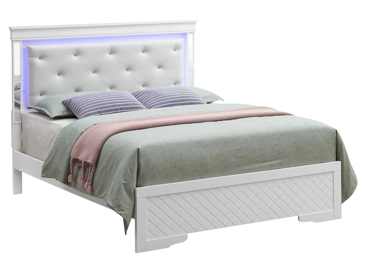 Bed With LED Light Accents Headboard - Furniture Home Direct