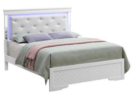 Bed With LED Light Accents Headboard - Furniture Home Direct