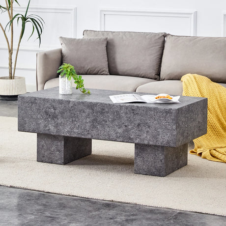 Coffee Table Modern Minimalist Stone Look MDF Textured Gray - Furniture Home Direct