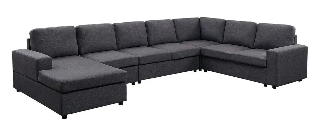 Hayden - Linen 7 Seat Reversible Modular Sectional Sofa Chaise - Furniture Home Direct