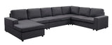 Hayden - Linen 7 Seat Reversible Modular Sectional Sofa Chaise - Furniture Home Direct