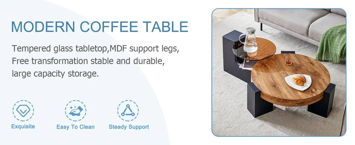 Detachable Double-Decker Coffee Table - Furniture Home Direct