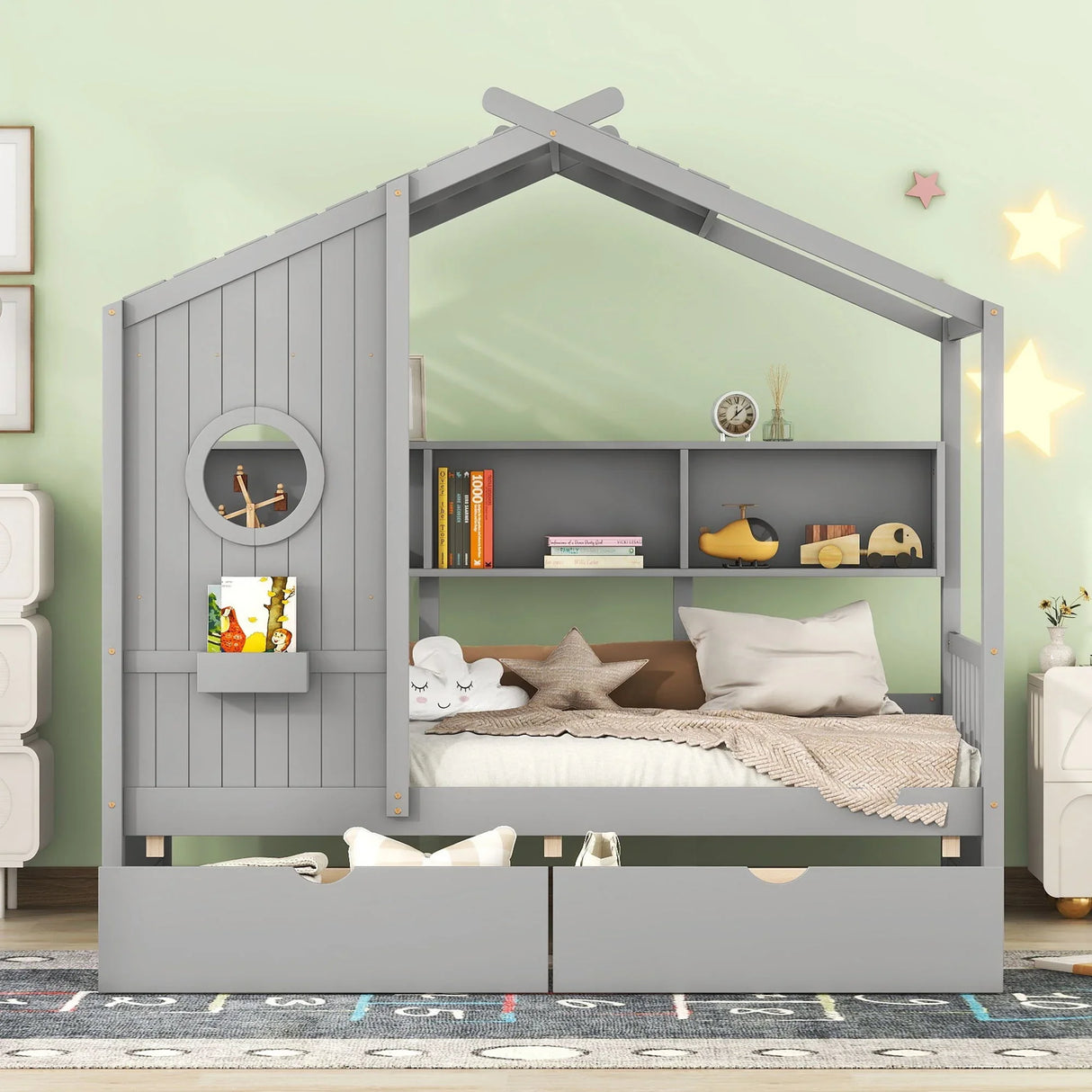 Modern Design House Bed With Storage Shelf - Furniture Home Direct