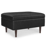 Shay - Large Square Coffee Table Storage Ottoman Mid-Century Style - Furniture Home Direct