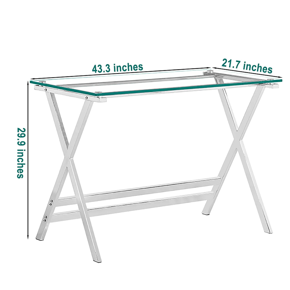 Transparent Glass Computer Desk With Rounded Edges, Tempered Glass Laptop Table - Clear - Furniture Home Direct