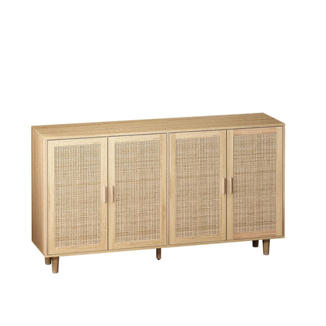Elegant And Functional Rattan Decorative Storage Cabinet With 4 Doors - Furniture Home Direct