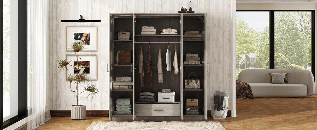 4 Door Wardrobe With 1 Drawer - Furniture Home Direct
