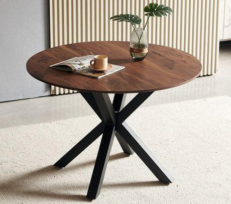 Table Mid-Century Dining Table For 4 - 6 People With Round MDF Table Top, Pedestal Dining Table, End Table Leisure Coffee Table, Cross Leg - Furniture Home Direct