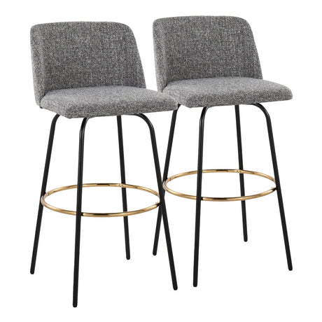 Toriano - Contemporary Fixed Height, Barstool With Swivel & Round Footrest (Set of 2) - Furniture Home Direct